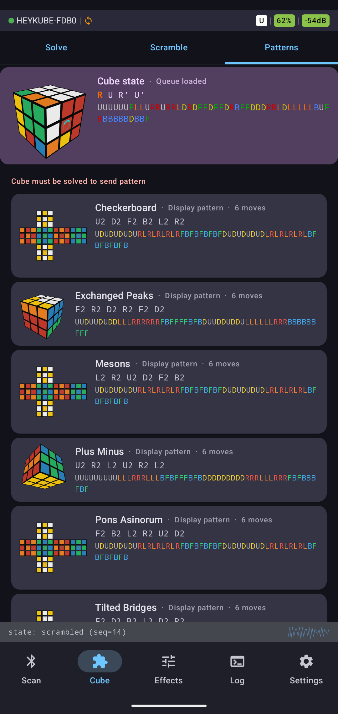 Patterns tab
